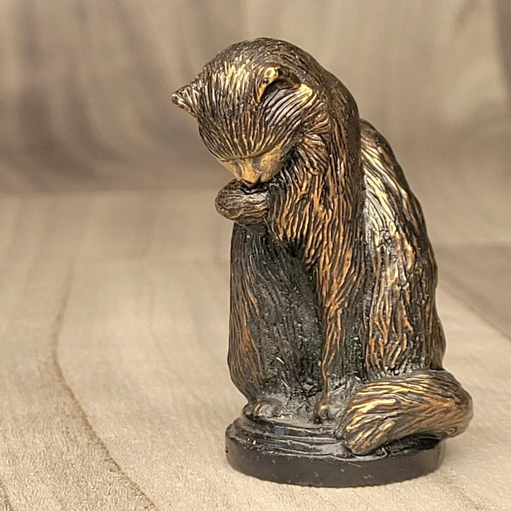 Vtg Franklin Mint Curio Cabinet Cats Collection Figurine Animalier 1986 Metal